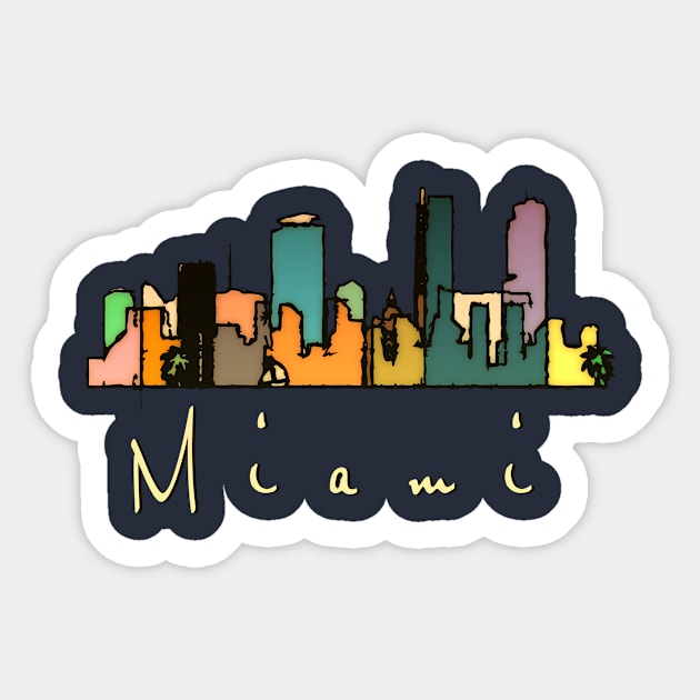 Miami,	Florida Sticker by DimDom